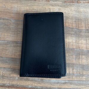 Vintage Coach Black Leather Unisex Slim Card Case Holder Wallet